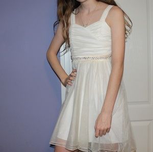 Worn once! Beautiful gold and white dress!